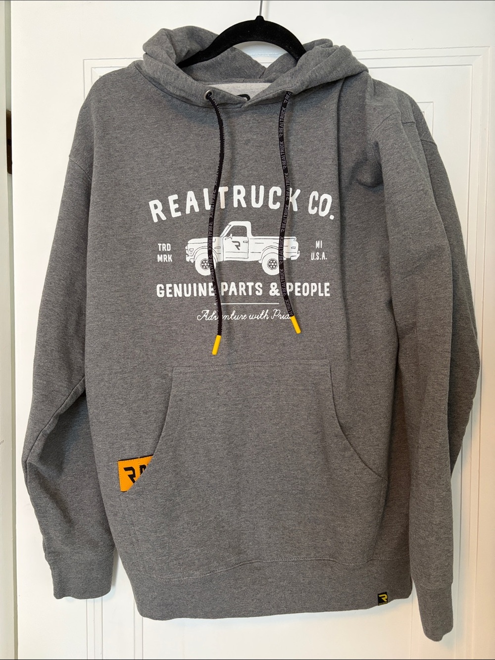 Men's Gray Hoodie Sweatshirt - Graphic Pullover Real Truck